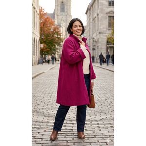 Cover Girl Woman 100% Wool Coat Plus Size 3X Magenta Pink Long Winter Jacket